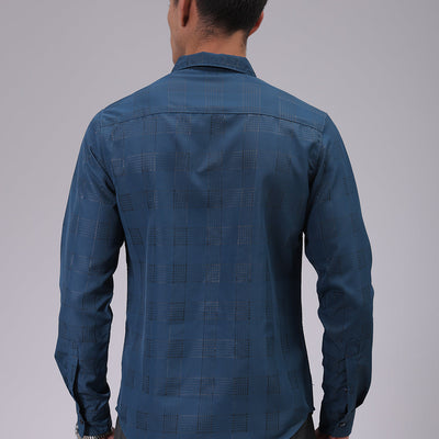 Men's Teal Slim Fit Solid Shirt