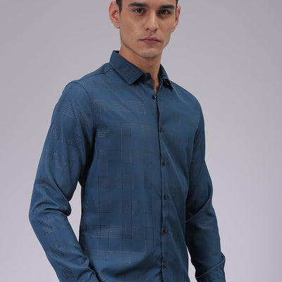Men's Teal Slim Fit Solid Shirt