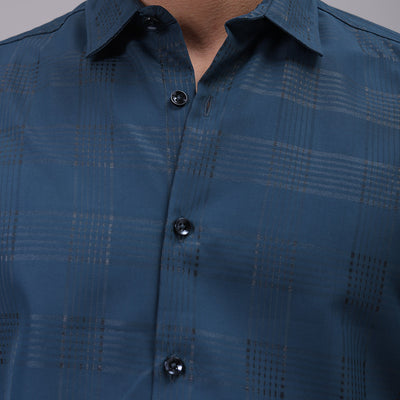 Men's Teal Slim Fit Solid Shirt