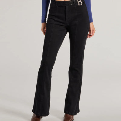 Cool Icon High-Rise Belted Bootcut Pants