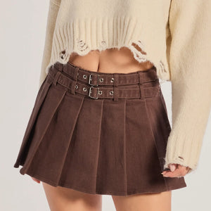 Looking Cool Belted And Pleated Mini Skort