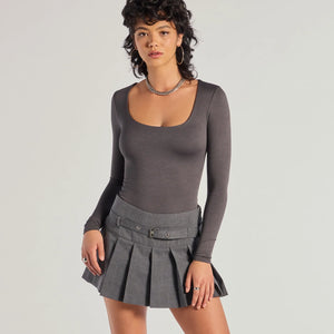 Preppy Trend Belted Plaid Mini Skort