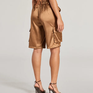 Trendsetter Vibes Satin Cargo Jorts