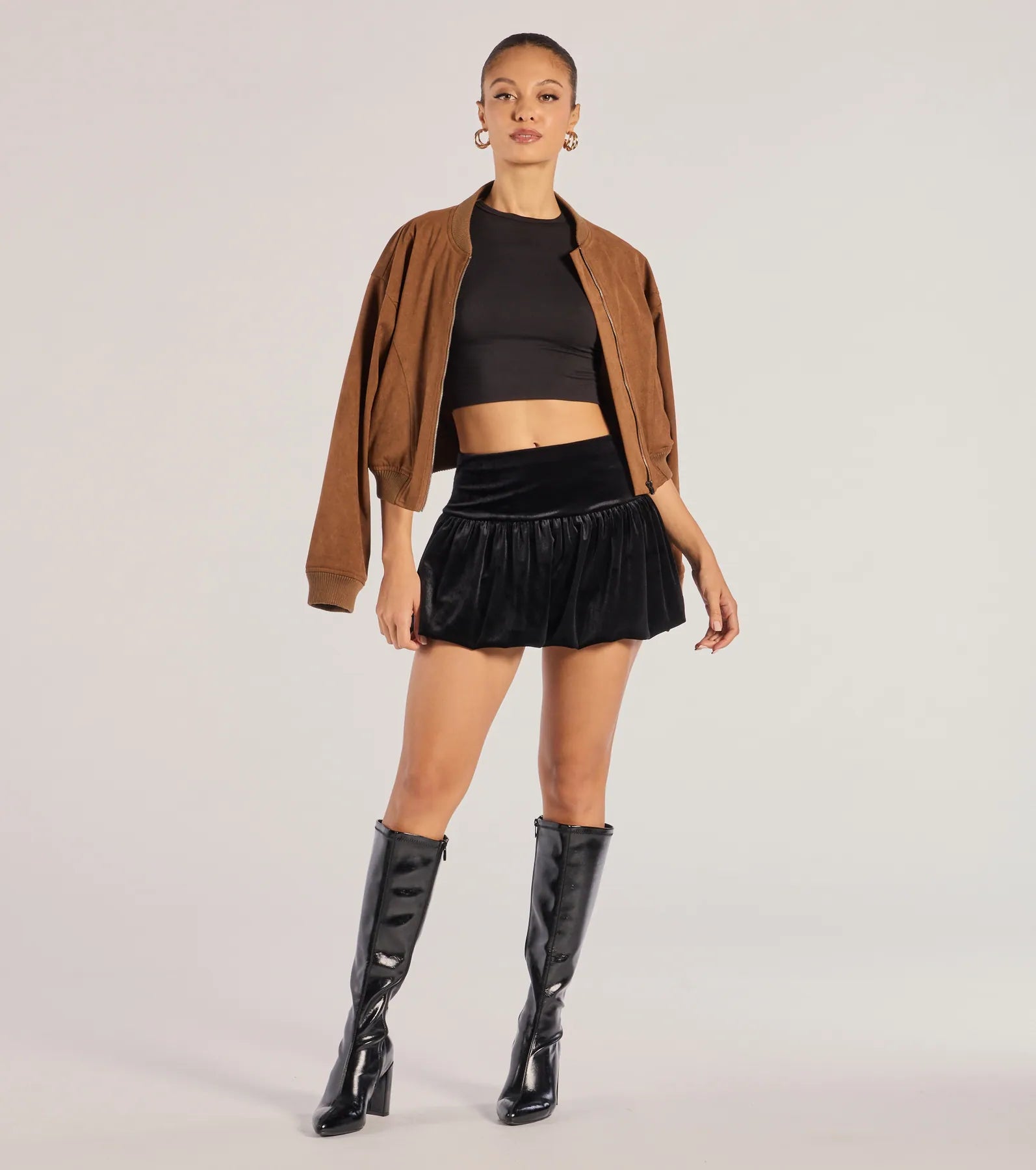 Luxe Impression Velvet Bubble Skort