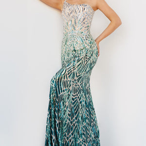 Sequin Fitted One Shoulder Gown by Jovani 06469