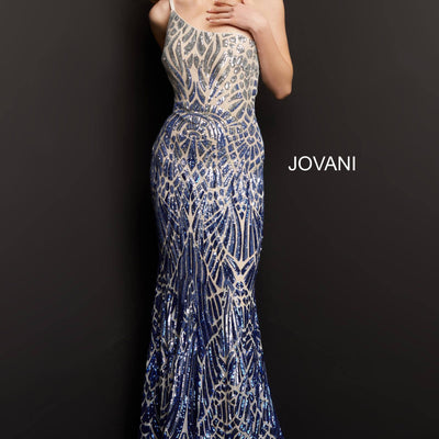 Sequin Fitted One Shoulder Gown by Jovani 06469