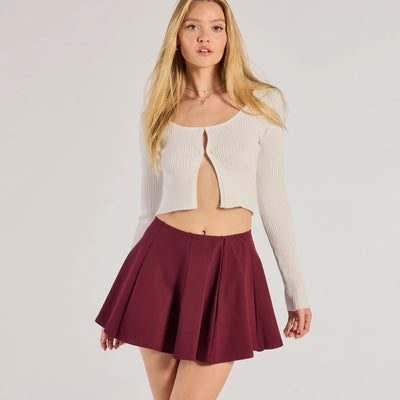 Trendy Twirl Pleated Ponte Skater Skirt