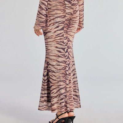 Strut It Out Abstract Zebra Maxi Skirt