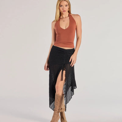 Boho Style Sheer Lace Asymmetric Midi Skirt