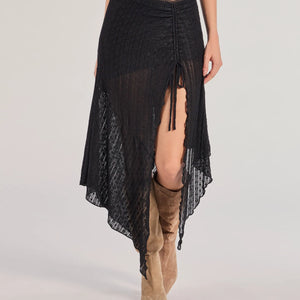 Boho Style Sheer Lace Asymmetric Midi Skirt