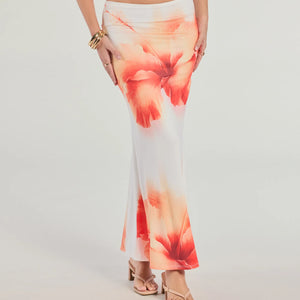 Outside The Lines Floral Print Maxi Skirt