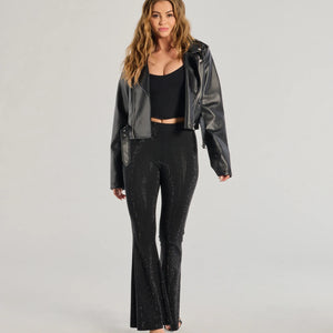 Glitzy Vibes Rhinestone Knit Flare Pants