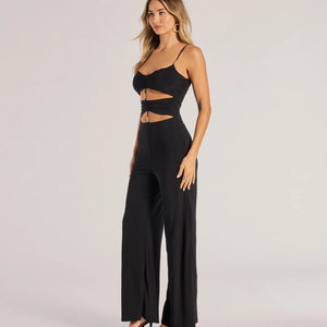 Double Take Wide-Leg Cutout Jumpsuit