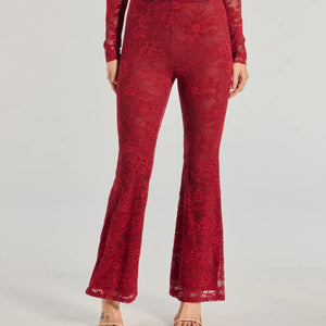 Delicate Flair Floral Lace Flared Pants