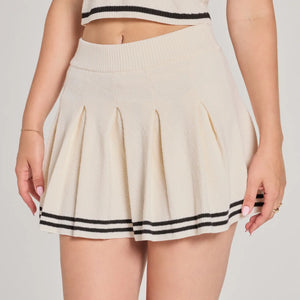 Preppy Please Striped Pleated Knit Skort