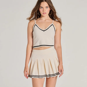 Preppy Please Striped Pleated Knit Skort