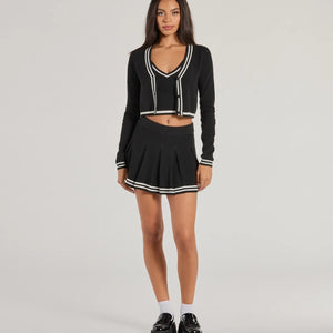 Preppy Please Striped Pleated Knit Skort