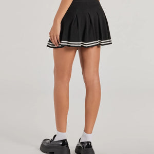Preppy Please Striped Pleated Knit Skort