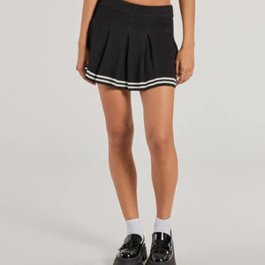 Preppy Please Striped Pleated Knit Skort