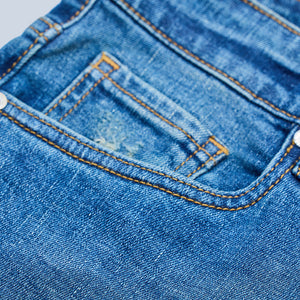 Blue Distressed Regular Fit Jeans