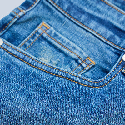 Blue Distressed Regular Fit Jeans