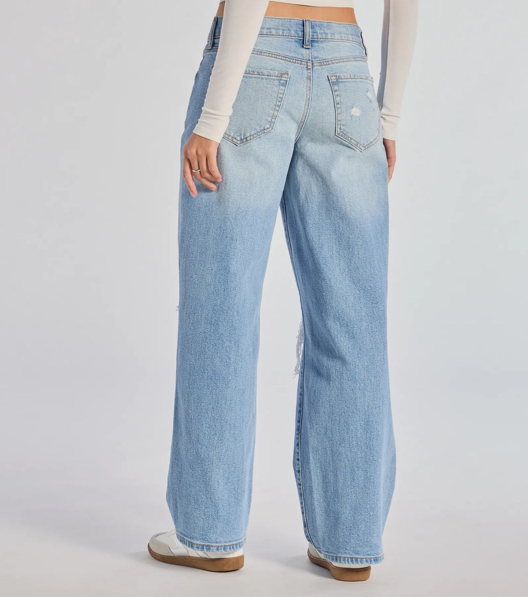 Chill Vibes Only Baggy Destructed Denim Jeans