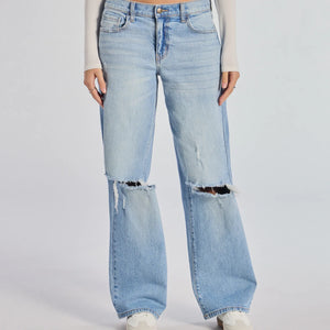 Chill Vibes Only Baggy Destructed Denim Jeans