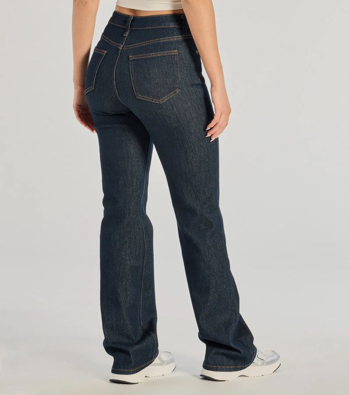 Elevated Chic High-Rise Straight Leg Denim Jeans