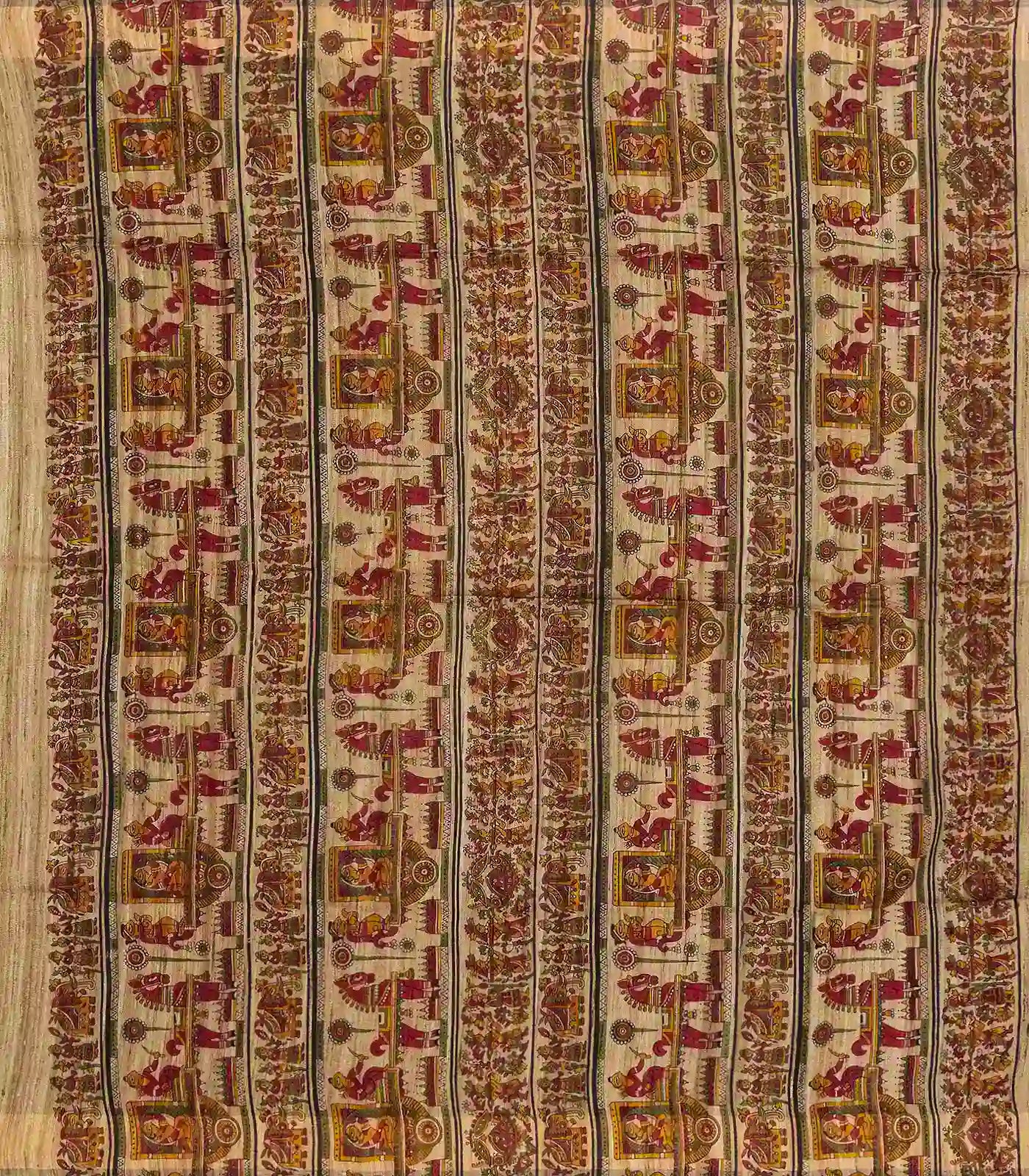 Red Handwoven Dupion Silk Saree With Printed Pallu