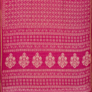 Pink Woven Jaipur Cotton Saree With Printed Triangle Motifs