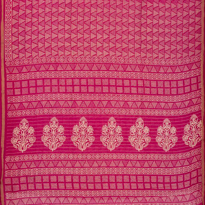 Pink Woven Jaipur Cotton Saree With Printed Triangle Motifs