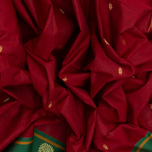 Crimson Woven Chettinad Cotton Saree With Star Buttas