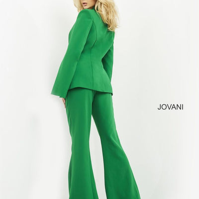 Jovani 06922 Long High Slit Single Breasted Formal Pant Suit