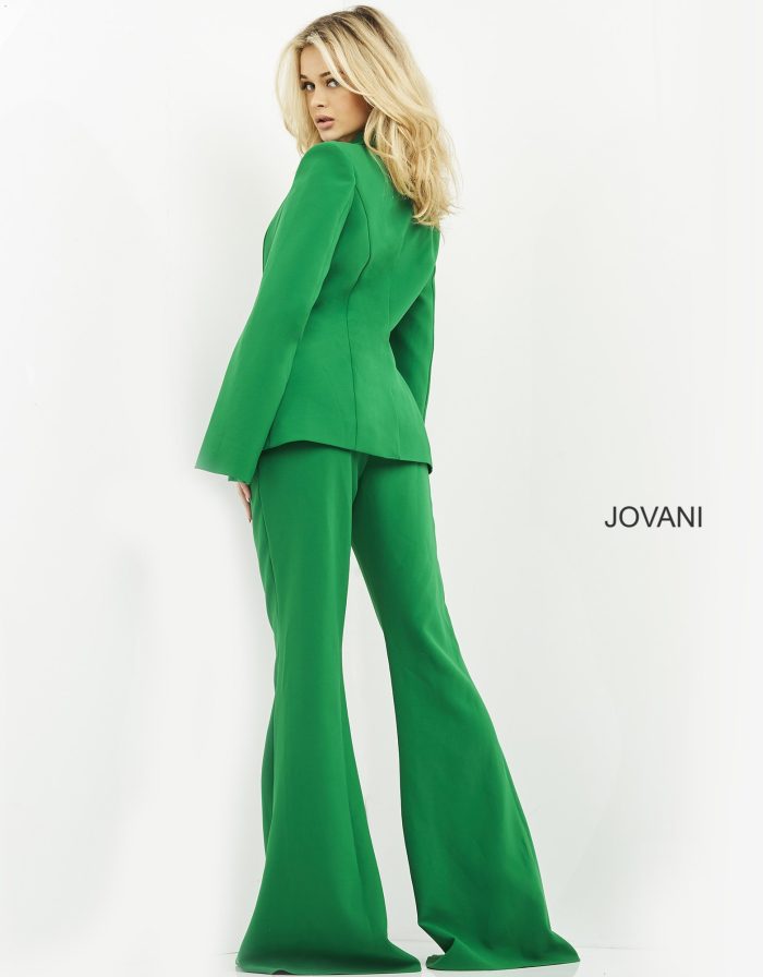 Jovani 06922 Long High Slit Single Breasted Formal Pant Suit