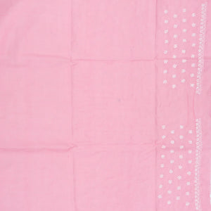 Bubble gum Pink Chikankari Embroidered Cotton Saree With Floral Motifs