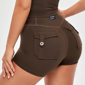 V-waist Cargo Shorts Plus-Dark Brown