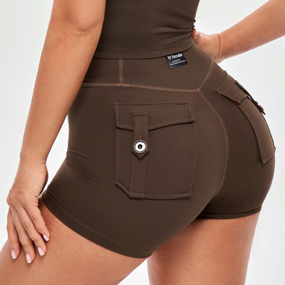V-waist Cargo Shorts Plus-Dark Brown