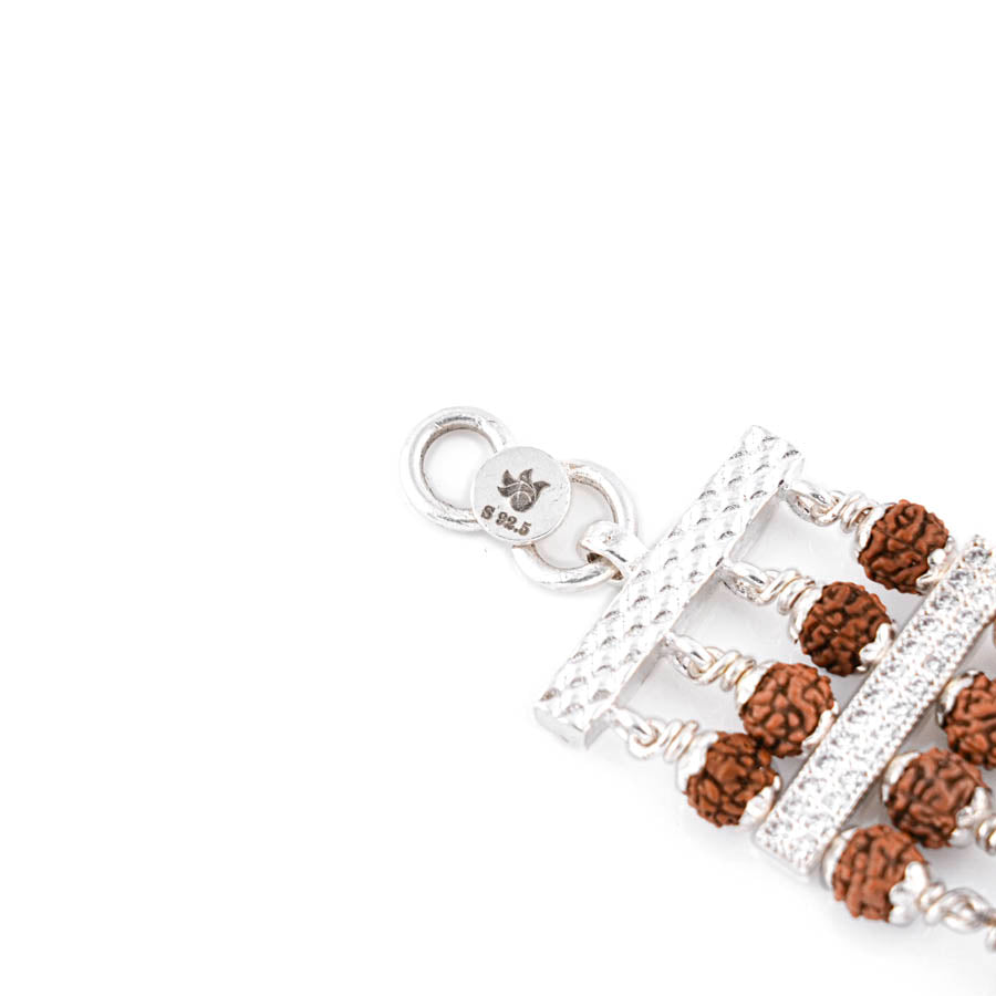 Rudraksha Silver Jay Thakar Four Line Bracelet
