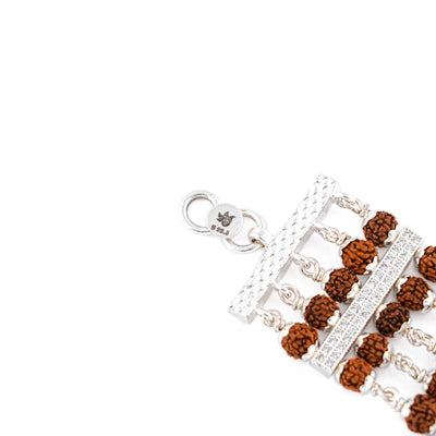 Rudraksha Silver Goga Five Lines Bracelet