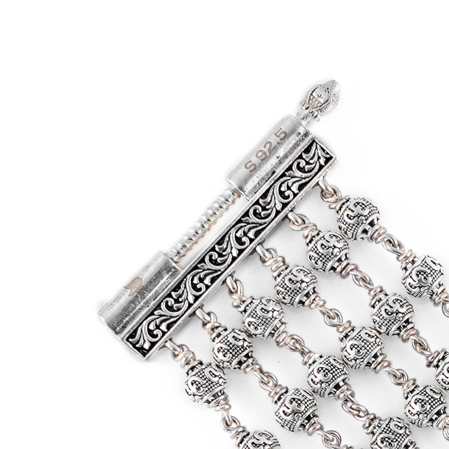 Shiva Six Line Silver Bracelet