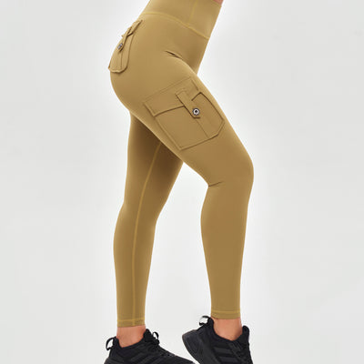 High Waisted Cargo Leggings - Deer Brown