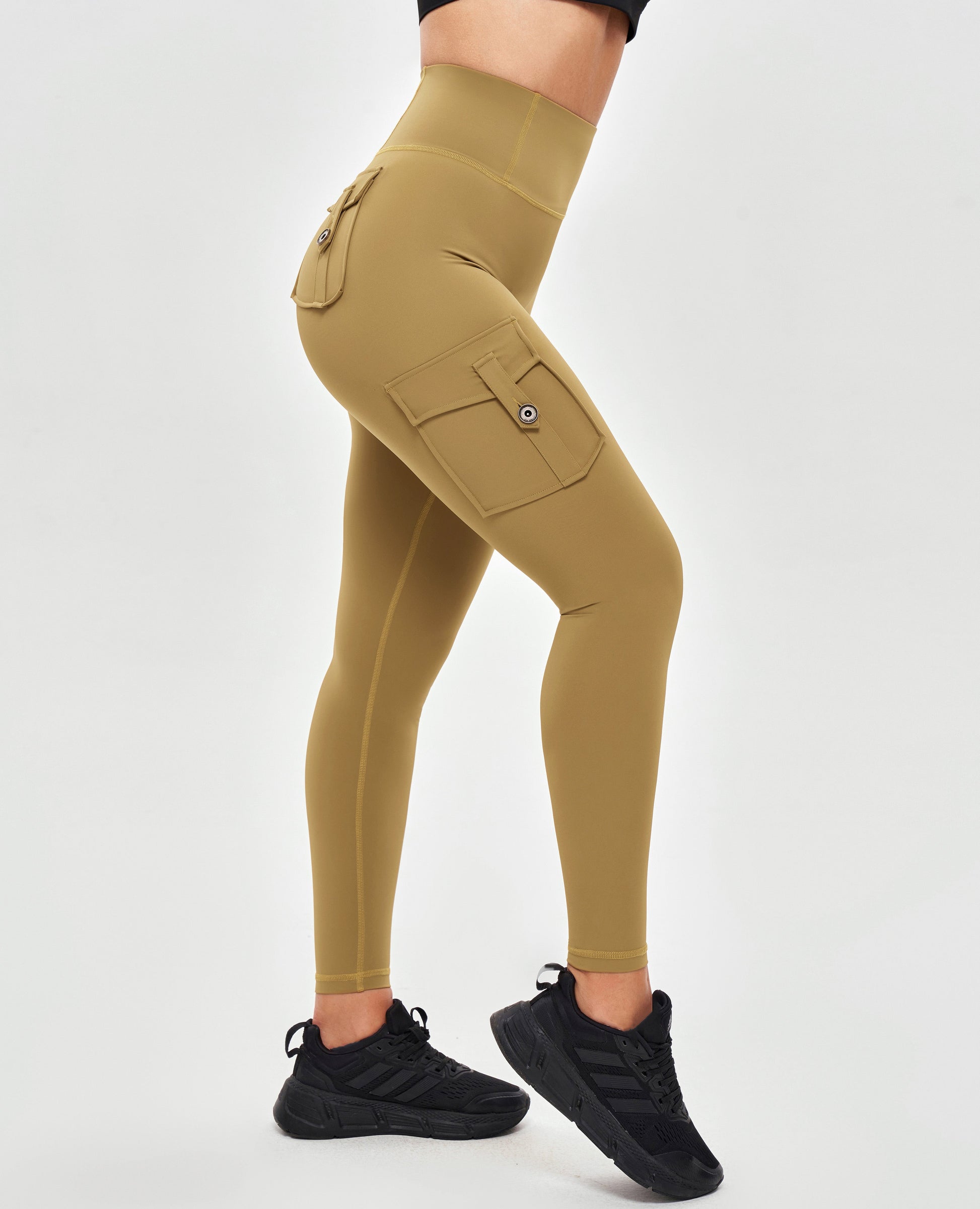 High Waisted Cargo Leggings - Deer Brown