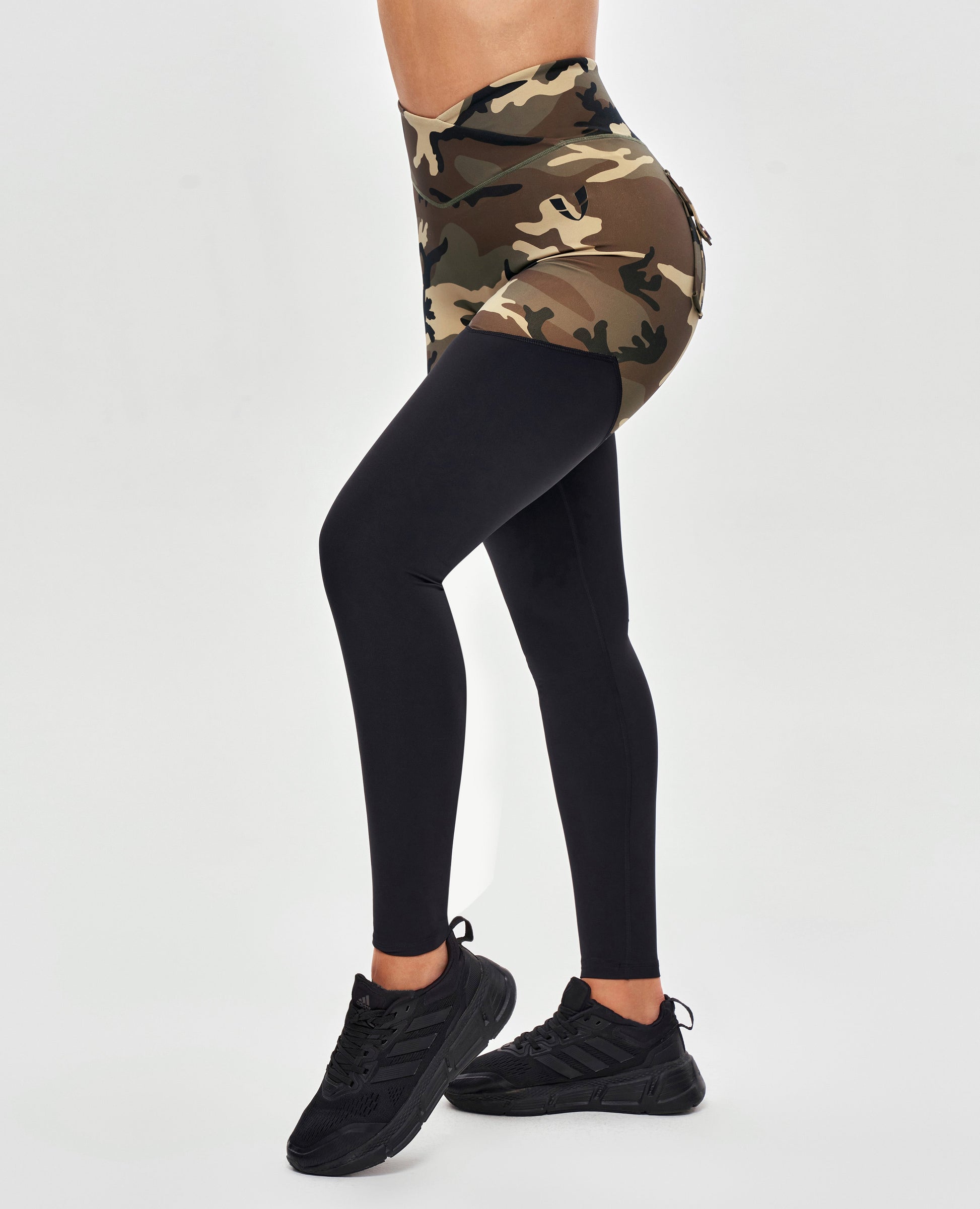 Cargo Power Leggings - Earth Camo and Black