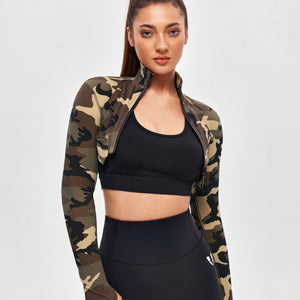 Firmabs Long Sleeve Crop Top - Earth Camo