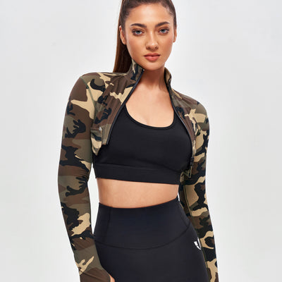 Firmabs Long Sleeve Crop Top - Earth Camo