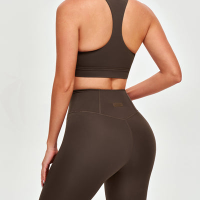 High Waisted Workout Leggings - Brown