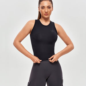 Round Neck Sports Tank - Black