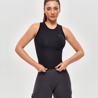 Round Neck Sports Tank - Black