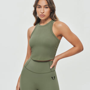 Padded Workout Tank - Olive Green