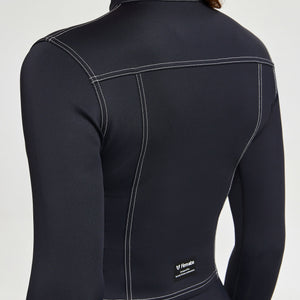 Contrast Stitching Moto Jacket - Black